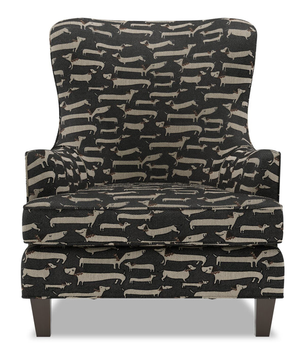 Made in Canada Sofa Lab Customizable Wingback 32\" Fabric Accent Chair - Peppercorn Multicolour