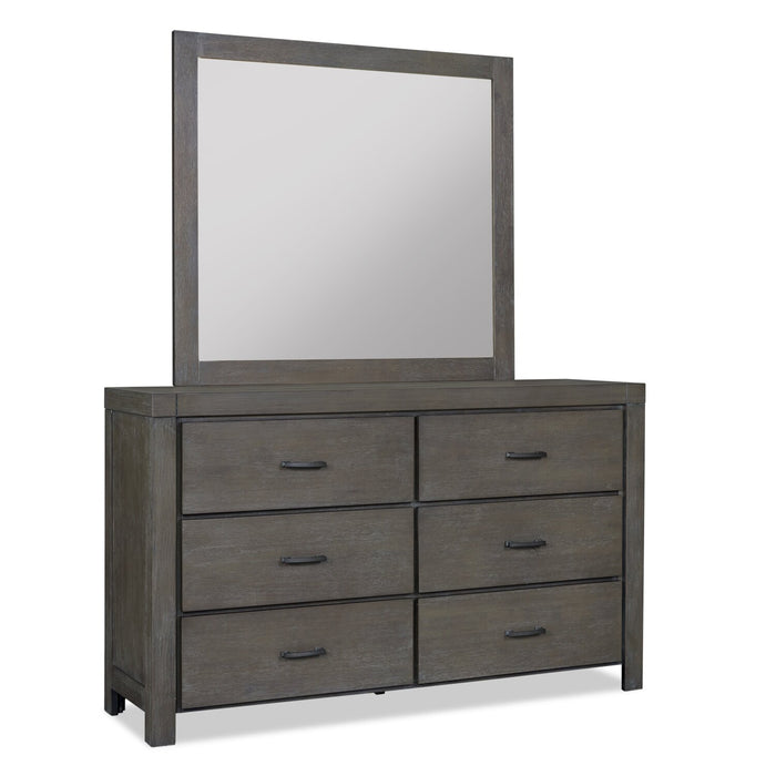 Koda Bedroom Dresser Mirror, Pine Wood - Grey