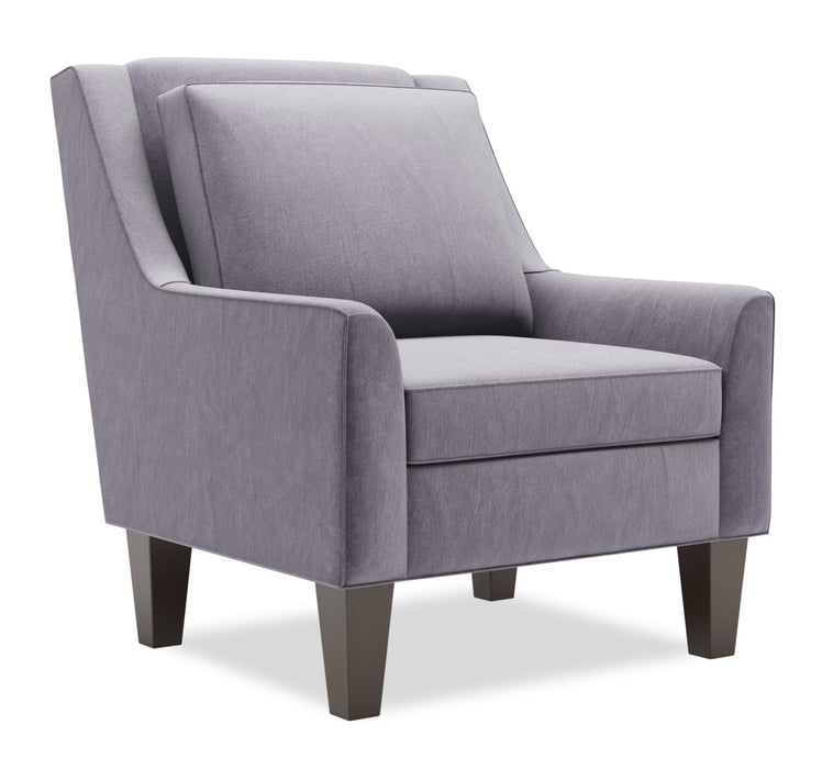 Made in Canada Sofa Lab Customizable Club 29\" Velvet Fabric Accent Chair with Wood Legs - Granite Grey 