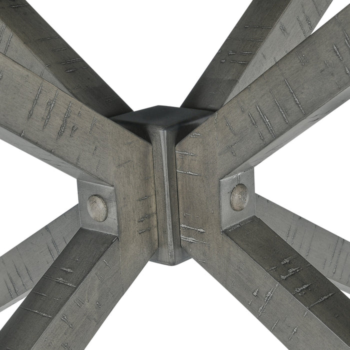 Alto Round Dining Table with 48-66\"W Extension, Trestle Base - Grey