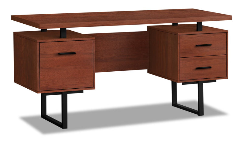 Teagan 60\" Reversible Office Desk with 3-Drawers - Cherry