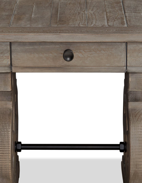 Tinley Park 22\" Traditional End Table with Storage - Grey-Brown Pine with Scroll Design Base