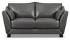 Chateau d'Ax Lusso 69\" 100% Genuine Leather Loveseat with Wood Legs - Charcoal Grey