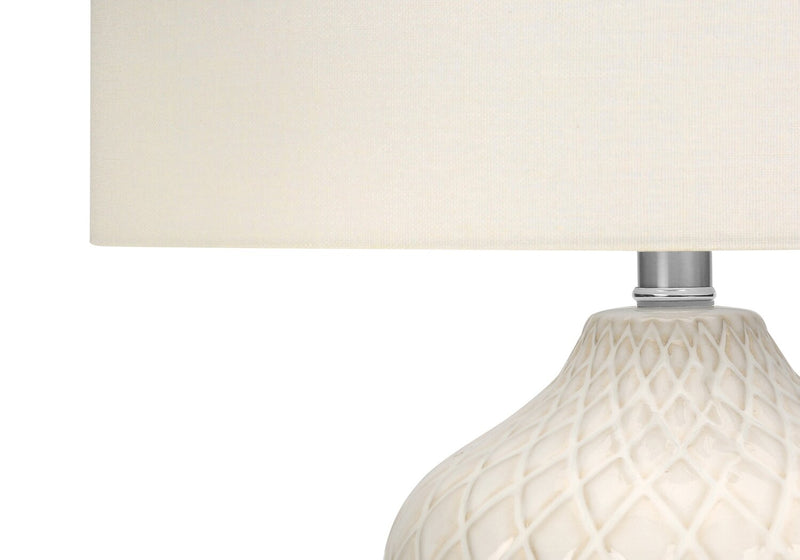 25\" Cream Textured Ceramic Table Lamp with Ginger Shade