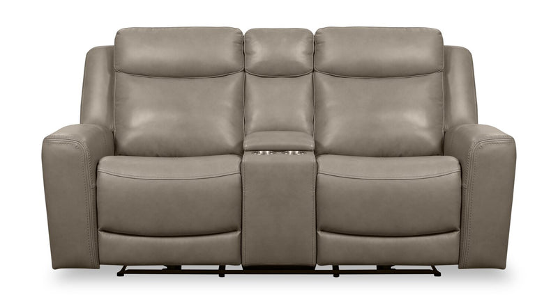 Scott Living Prescott 79\" Genuine Leather Power Reclining Loveseat with Power Headrests - Grey