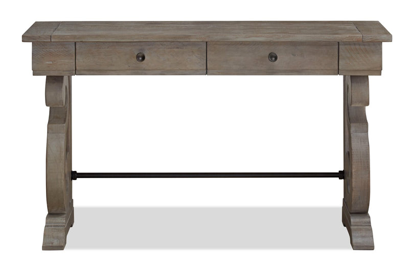 Tinley Park 50\" Traditional Sofa Table with Storage - Grey-Brown Pine with Scroll Design Base