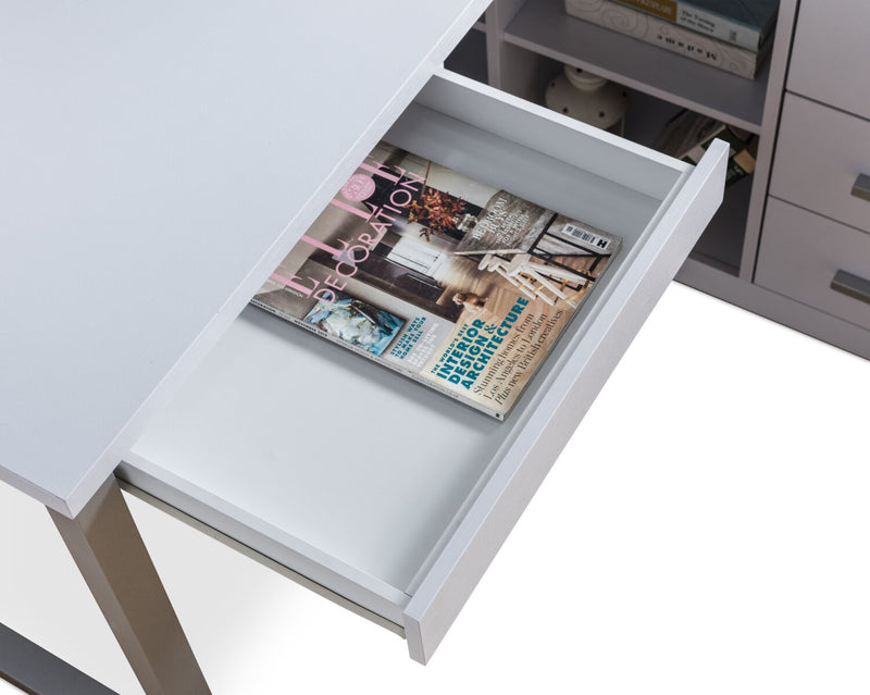 Owen 55\" Reversible Corner Office Desk with 4-Drawers & Cubbies - White