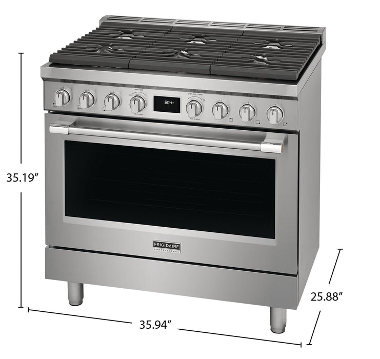 Frigidaire Professional 4.4 Cu. Ft. Dual Fuel Range With Dual Fan Convection and Six Burner Cooktop - Smudge-Proof® Stainless Steel - PCFD3670AF