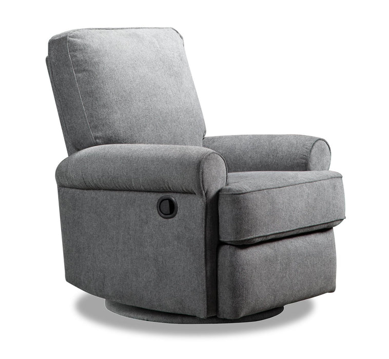 Bevin 34.4\" Grey Chenille Fabric Swivel Glider Reclining Chair