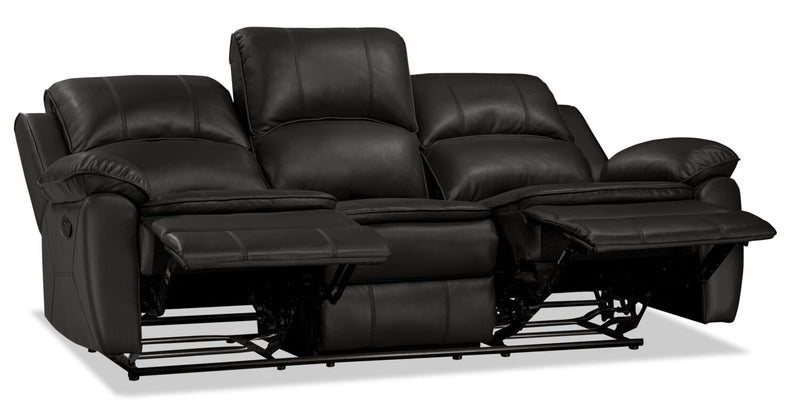 Chandler 82\" Leather-Look Fabric Reclining Sofa - Grey