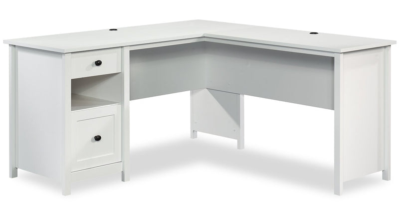 Cayla 59.06\" L-Shaped Office Desk with File Drawer - Soft White