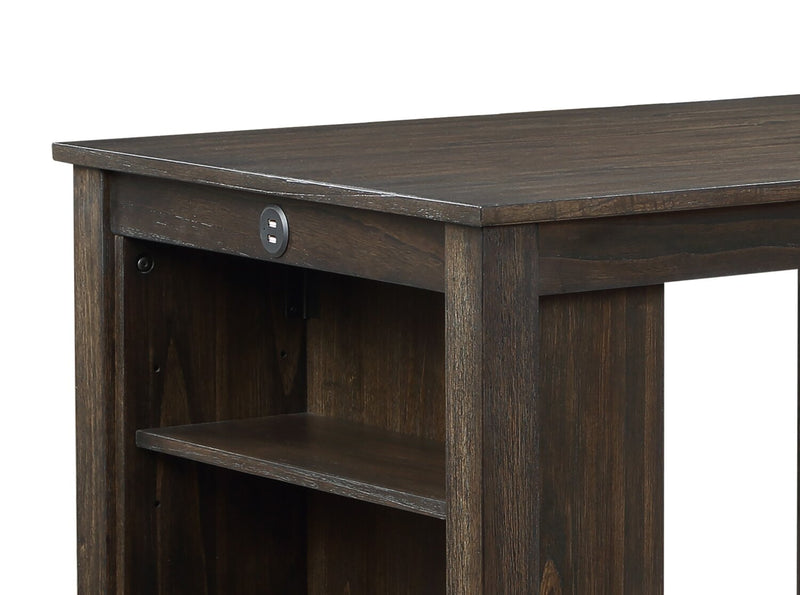 Lane 3pc Counter-Height Dining Set with Table & 2 Chairs, Built-in Shelves & USB, 36.5\"W - Brown