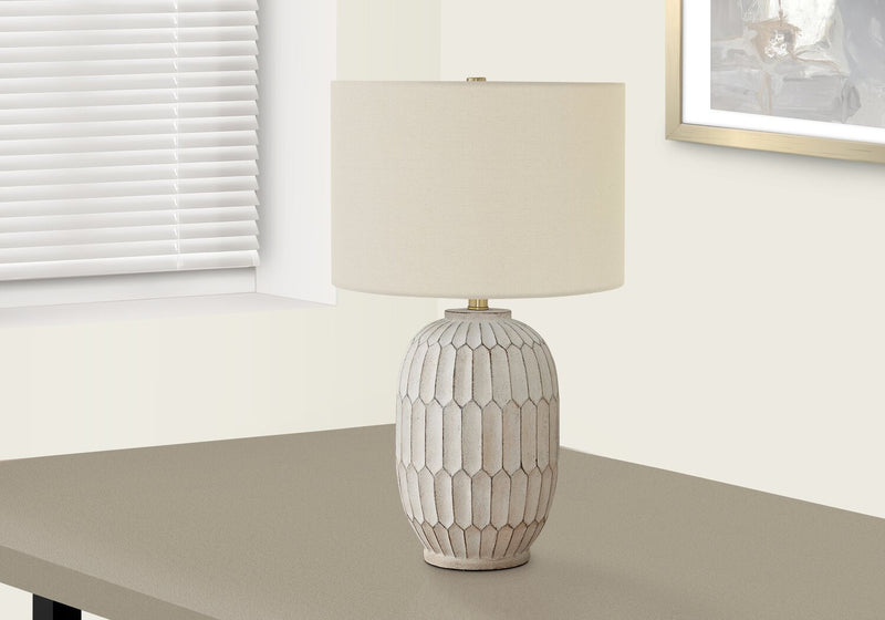 24\" Cream Textured Resin Table Lamp