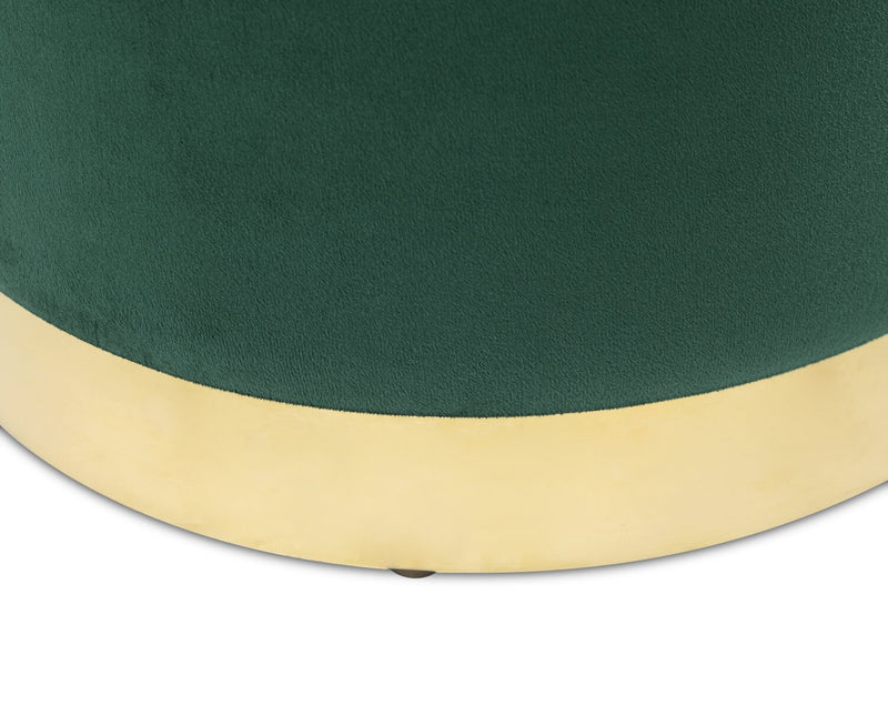 Phebe 16.5\" Storage Ottoman with Gold Trim Base - Green