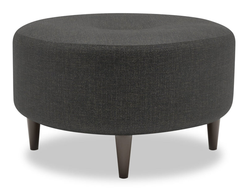 Made in Canada Customizable Sofa Lab The Curve 31\" Linen-Look Fabric Ottoman - Luna Kohl Grey
