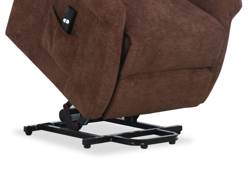 Ruben 32\" Chenille Fabric Power Lift Reclining Chair - Chocolate Brown