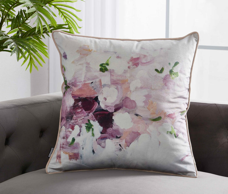Abstract Floral Accent Pillow - Purple