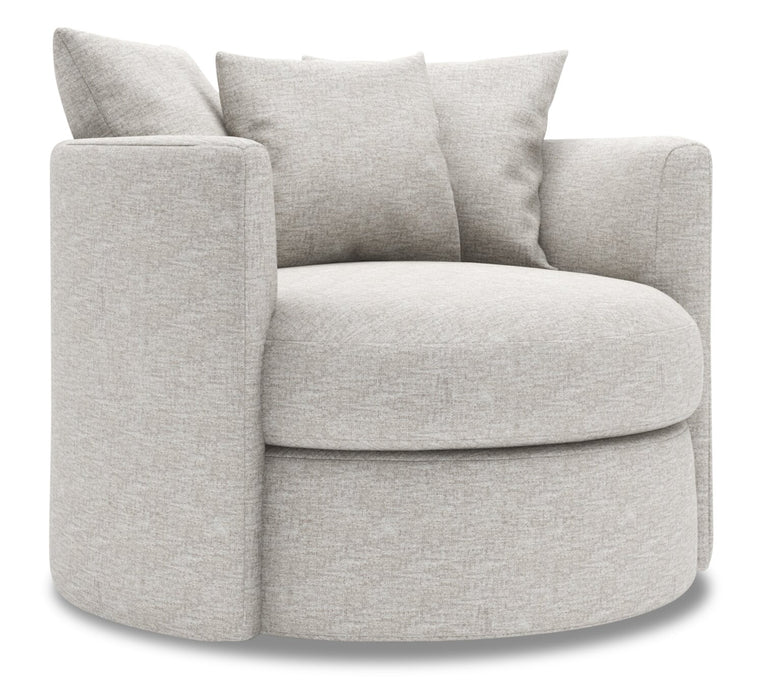 Made in Canada Sofa Lab Customizable Nest 41\" Chenille Fabric Swivel Accent Chair - Luxury Silver