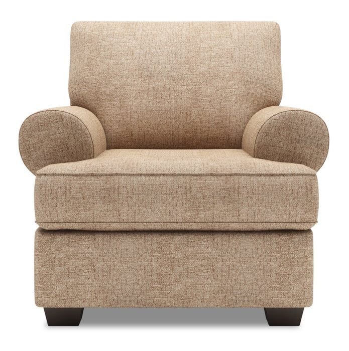 Made in Canada Sofa Lab Customizable Roll 42\" Chenille Fabric Chair with Rolled Arms - Luxury Taupe