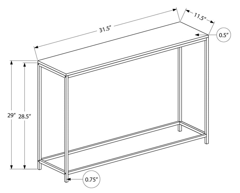 Alma 31.5\" Modern Sofa Table - Grey with Black Metal Frame