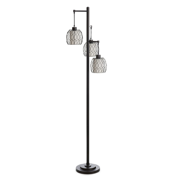 Delano 71.5\" Antiqued-Bronze with Black Wire Shade Floor Lamp 