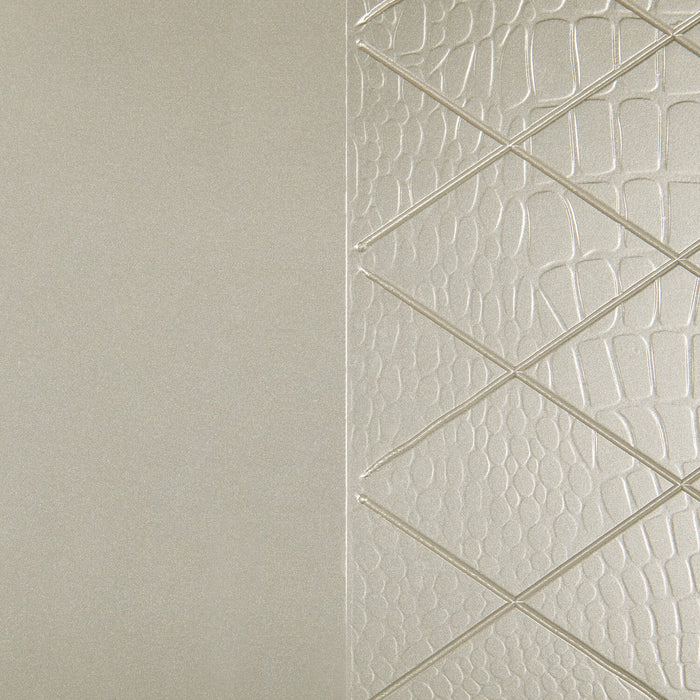 Tyra Panel Bed with Headboard & Frame, Glam, Vegan Leather, Button-Tufted, Champagne - Queen Size