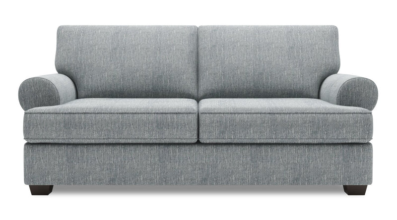 Made in Canada Customizable Sofa Lab Roll 76\" Linen-Look Fabric Condo Size Sofa with Rolled Arms - Luna Pewter Grey