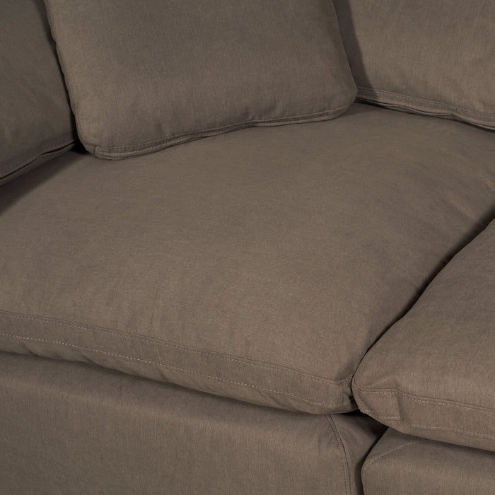 Eclipse Modular 86\" Linen-Look Fabric Loveseat with Reversible Feather Down Cushions - Slate Brown