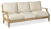 Juno Outdoor Patio Sofa - Eucalyptus Wood & Nuvella Fabric, UV & Weather Resistant - Natural/Beige 