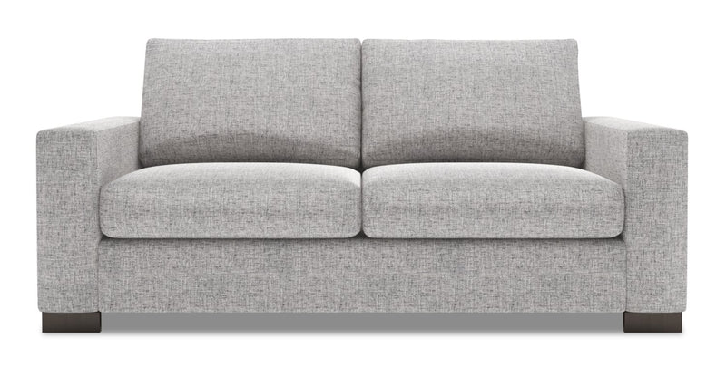 Made in Canada Customizable Sofa Lab Track 75\" Linen-Look Fabric Condo Size Sofa with Track Arms - Luna Domino Grey