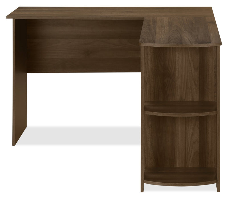 Eason 47\" L-Shaped Office Desk with Shelf - Walnut