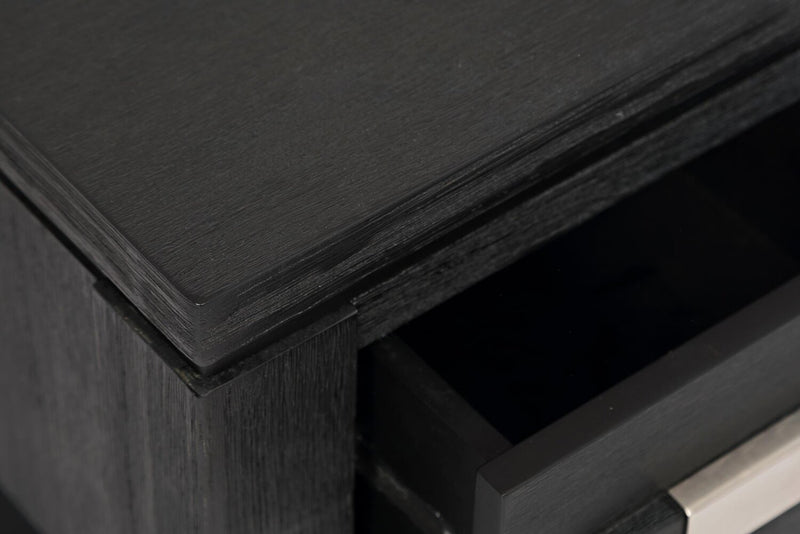 Bronx 16\" Rustic Chairside Table with Storage and Shelf - Charcoal Wood