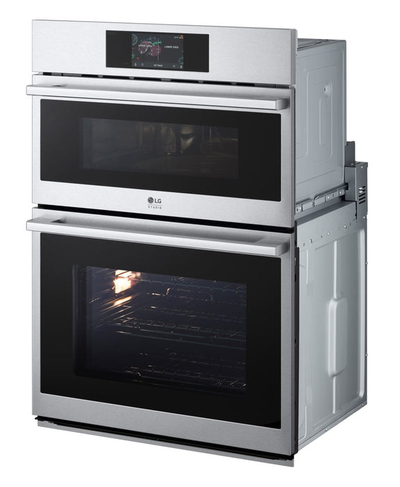 LG Studio 30\" 6.4 Cu. Ft. Electric Combination Wall Oven with True Convection - Smudge Proof Stainless Steel - WCES6428F