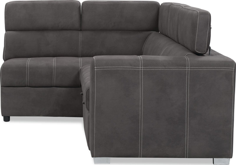 Drake 3-Piece Left-Facing Faux Suede Fabric Sleeper Sectional with Storage Ottoman - Cement Grey
