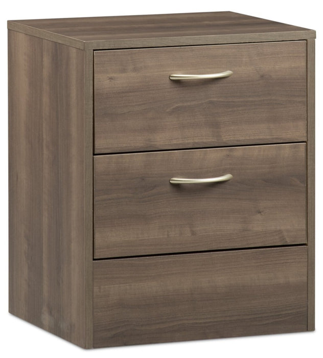 Arlo Bedside 2-Drawer Nightstand, 18.3\"W x 22\"H, Made in Canada - Grey/Brown