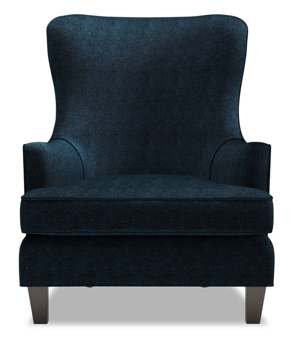 Made in Canada Sofa Lab Customizable Wingback 32\" Chenille Fabric Accent Chair - Luxury Indigo Blue