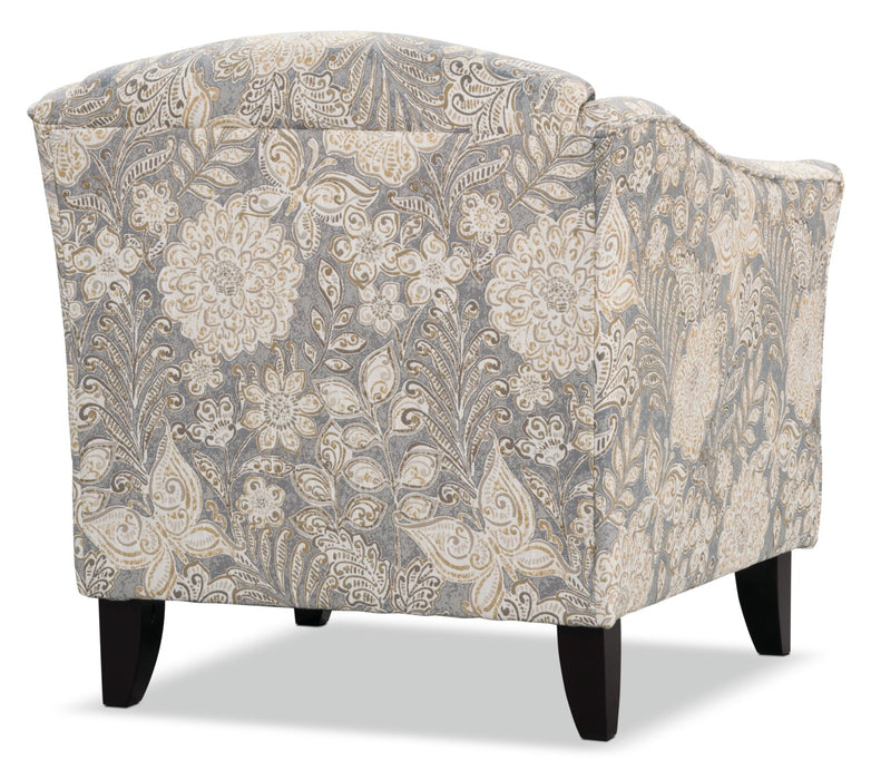 Made in Canada Wynn 33\" Linen-Look Fabric Accent Chair with Flared Arms and Wood Legs - Floral Multicolour 