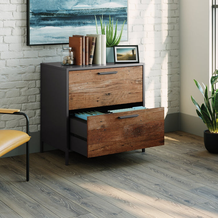 Tayla 30.24\" 2-Drawer Filing Cabinet - Vintage Oak & Black