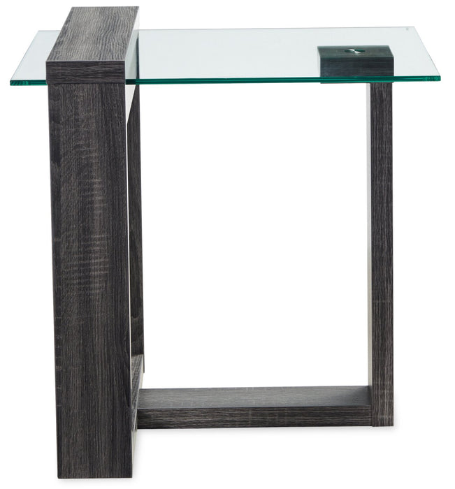 California 22\" Modern Glass Top End Table - Distressed Grey 