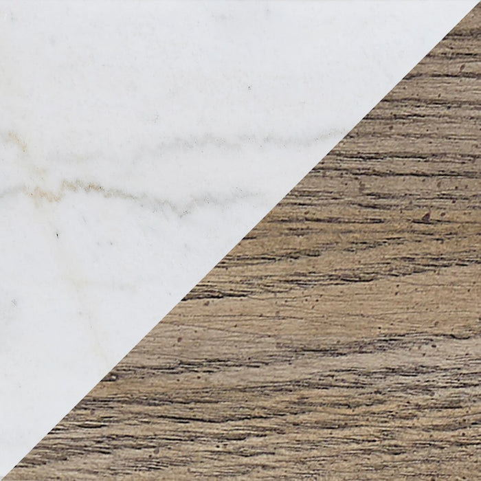 Corsa 64\" Modern Sofa Table - Marble Top with Grey Brown Wood Base