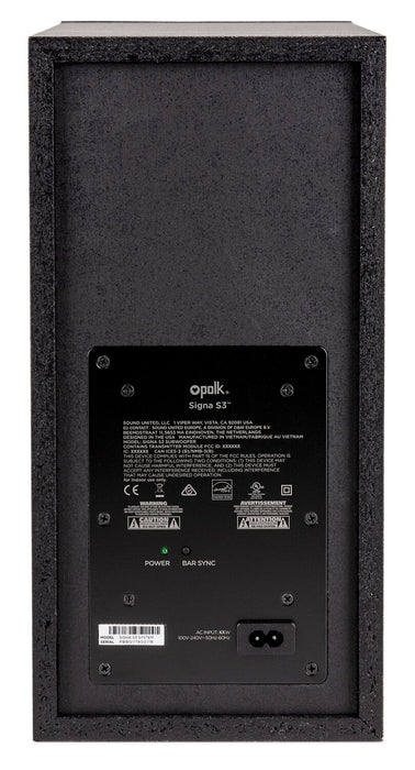 POLK 2.1 CH Dolby Digital DTS Virtual:X Soundbar with Wireless Subwoofer (Signa S3) 