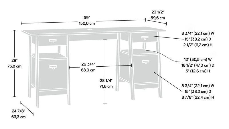  Kyree 59.06\" Executive Office Desk with 4-Drawers - Vintage Oak