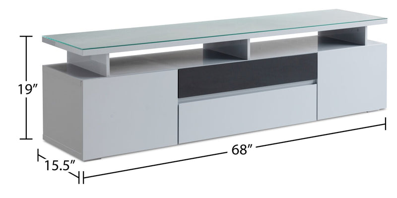 Adam 68\" Modern TV Stand with Storage and Cable Management for TVs up to 75\"- Grey