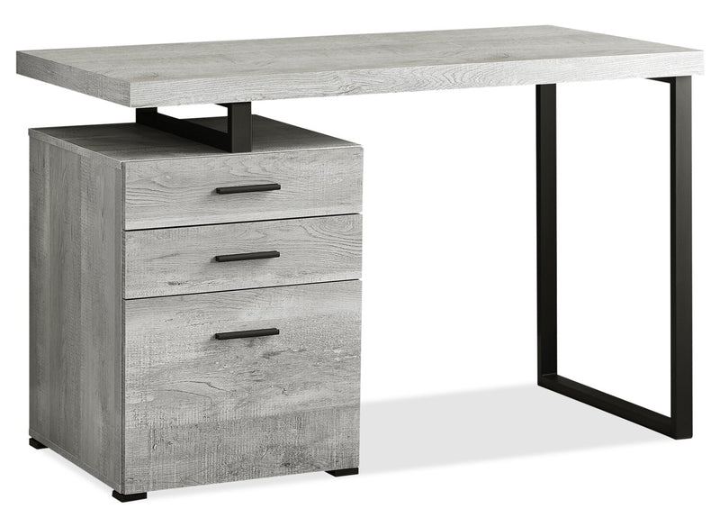 Clayton 47.25\" Reversible Office Desk with 3-Drawers - Grey