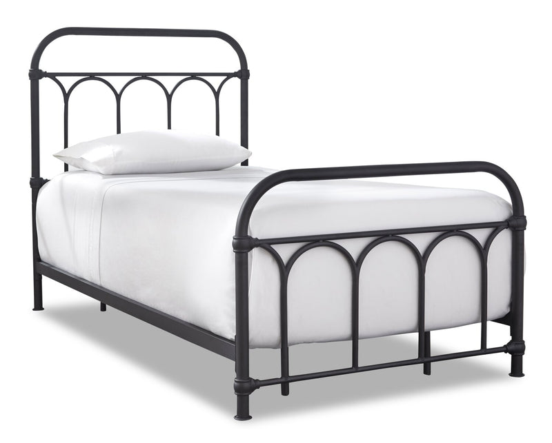 Nora Metal Bed with Headboard & Frame for Kids, Black - Twin Size