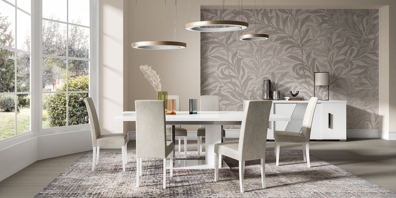 Raia 7pc Dining Set with Table & 6 Chairs - Made in Italy, Pedestal Base, Modern, 71\"W - White