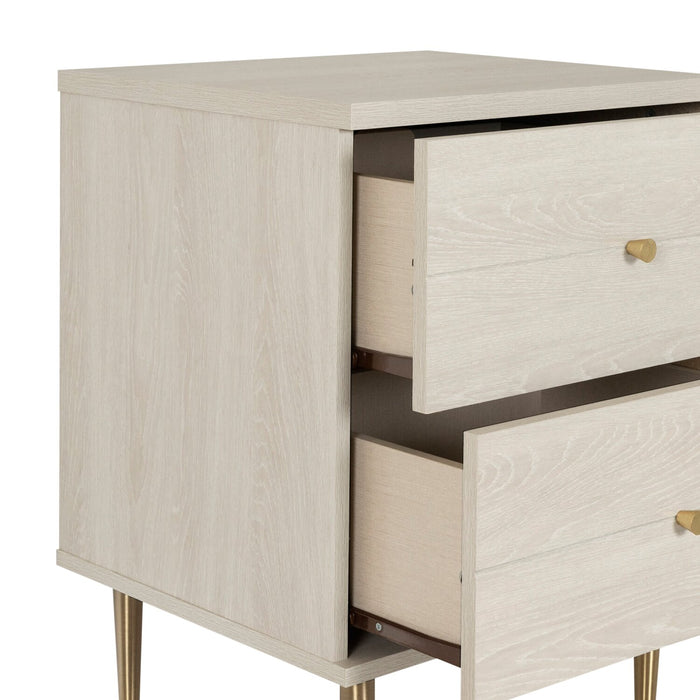 Lake Bedside 2-Drawer Nightstand, 19.5\"W x 25.5\"H, Made in Canada, Glam - White