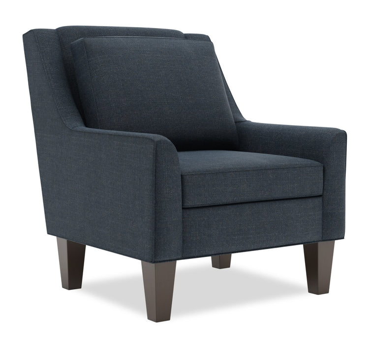 Made in Canada Sofa Lab Customizable Club 29\" Linen-Look FabricAccent Chair with Wood Legs - Luna Sailor Blue 