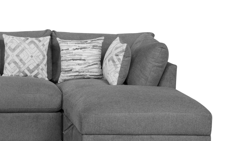 Scott Living Evolve Modular 6-Piece Linen-Look Fabric Sectional with Feather Down Cushions - Charcoal Grey