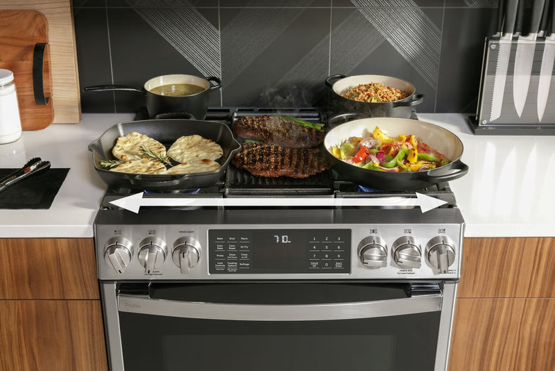Profile 5.6 Cu. Ft. Smart Gas Range with True European Convection - Stainless Steel Fingerprint Resistant - PCGS930YPFS
